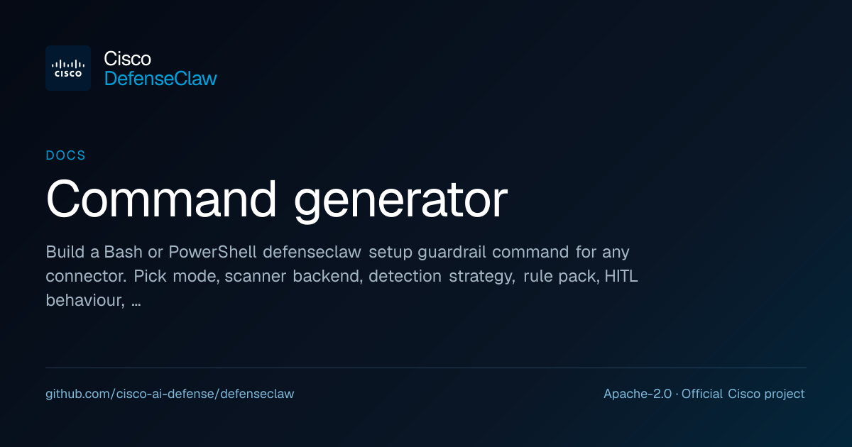 Command generator · DefenseClaw