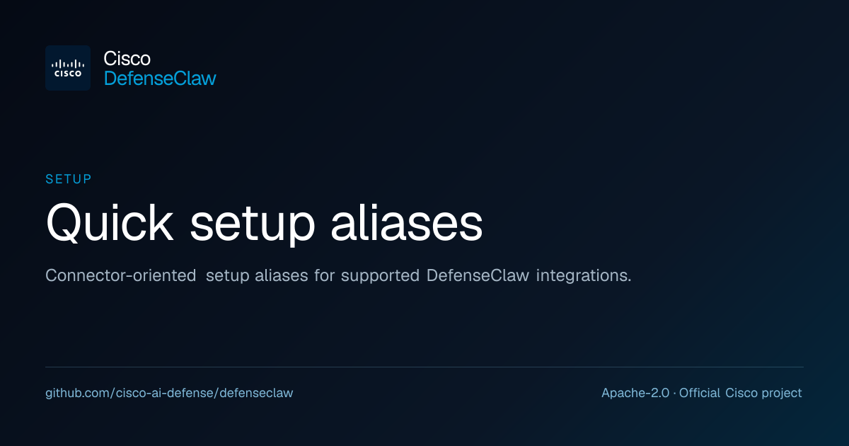 Quick setup aliases · DefenseClaw