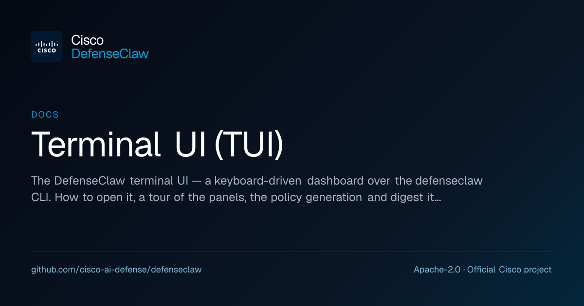 Terminal UI (TUI) · DefenseClaw
