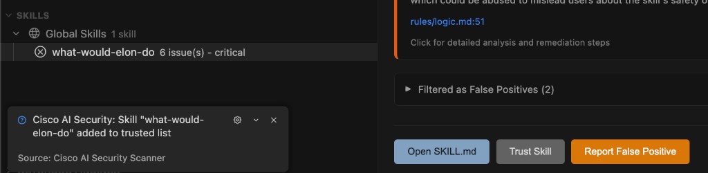 Sidebar view showing MCP Configurations with scan status indicators