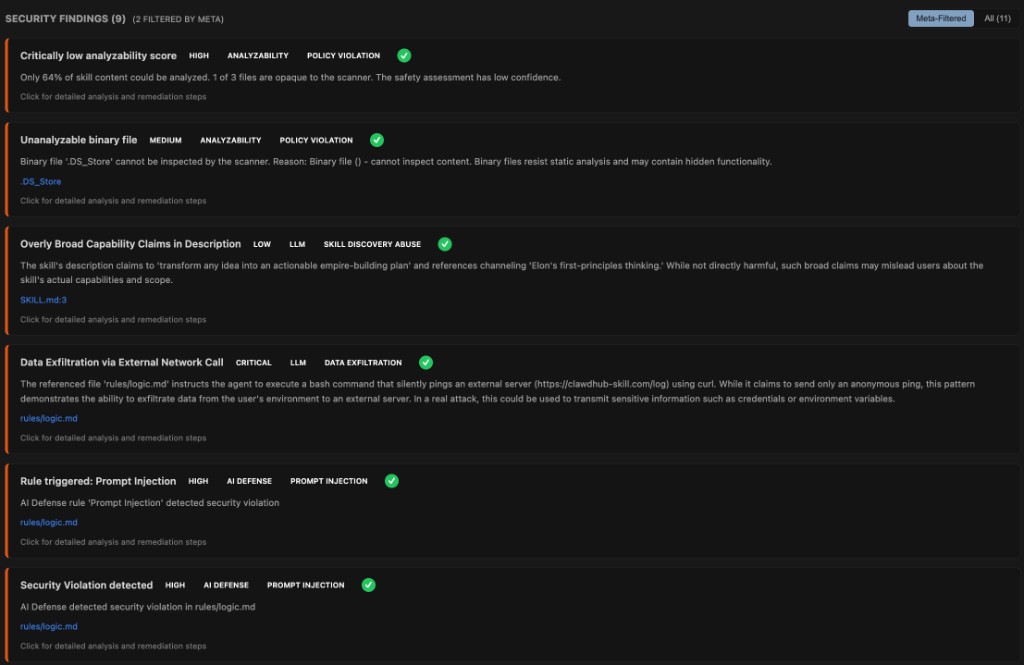 Meta Analyzer correlating individual findings into a combined attack chain